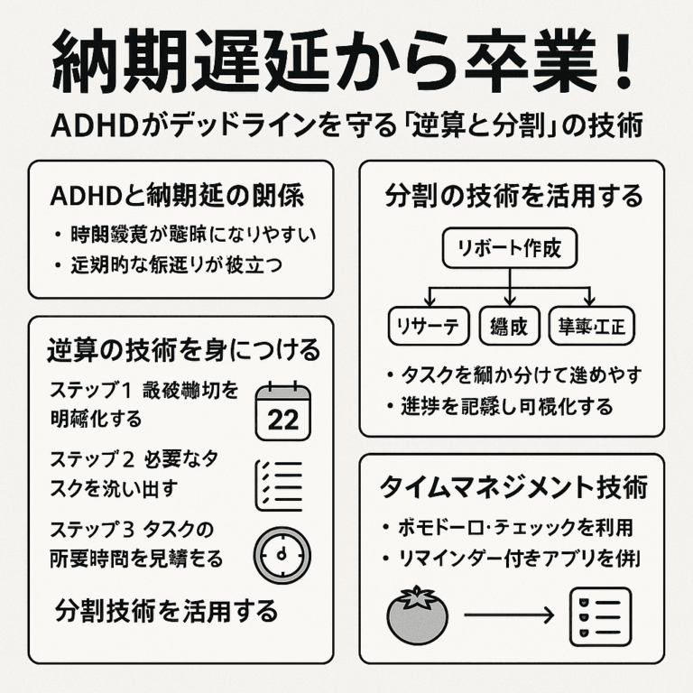 ADHDと納期延長の関係と逆算技術について解説.